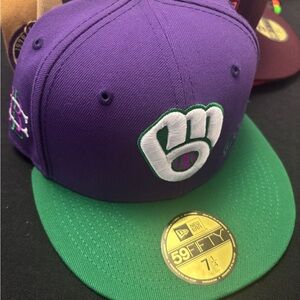New Era Vibrant Purple and Green Hat Millwaukee Brewers